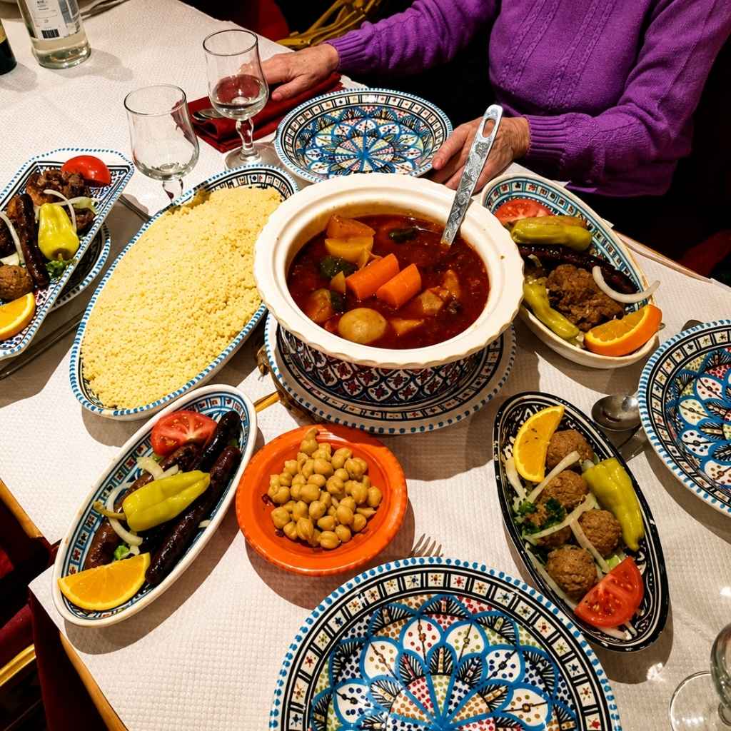 Table de couscous, tajine et grillades